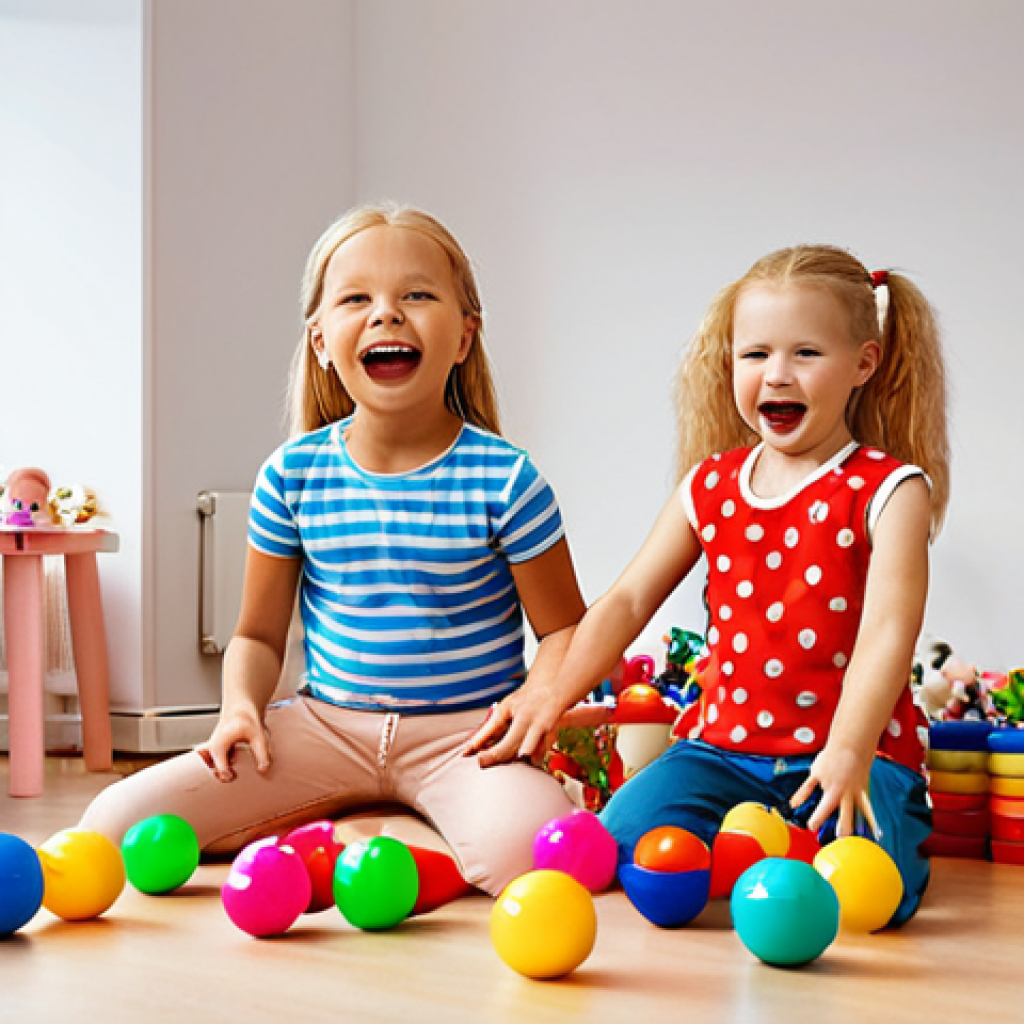 **

A group of Swedish children (ages 3-8) are happily playing with Heejinie dolls and toys. The dolls are colorful and interactive. The setting is a bright and cheerful playroom, possibly with IKEA furniture in the background. Focus on the children's joy and engagement with the toys.

**