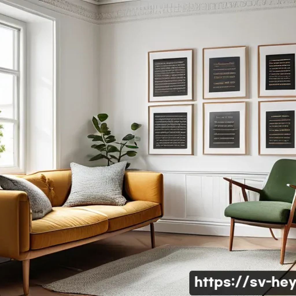 헤이지니의 유명 어록과 인용문 - A serene Scandinavian living room with warm natural light streaming through large windows, featuring...