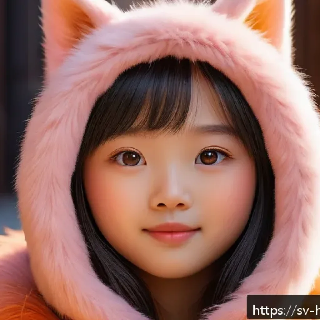 헤이지니 캐릭터 제작 배경 - A vibrant digital illustration of Haegini, a playful character with warm orange fur and soft pink ac...