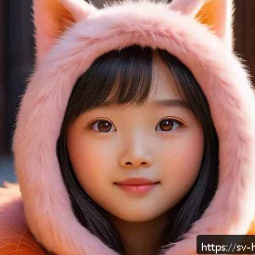 Home 31 헤이지니 캐릭터 제작 배경 - A vibrant digital illustration of Haegini, a playful character with warm orange fur and soft pink ac...