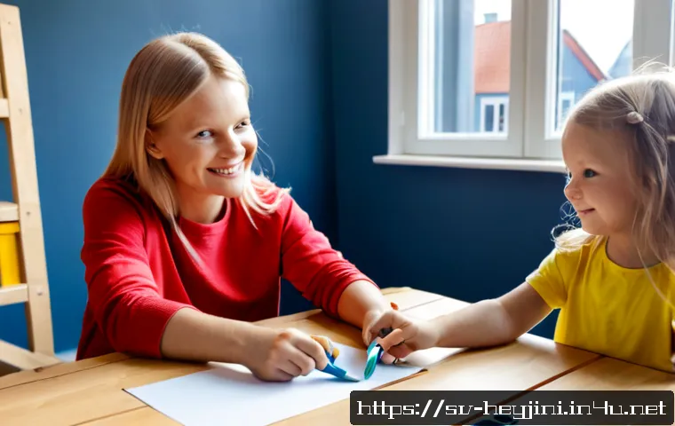 헤이지니와 창의적 놀이 콘텐츠 - Photorealistic bright Scandinavian playroom in Sweden, cheerful female children’s content creator gu...